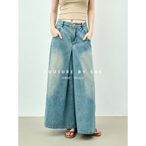 水洗牛仔防走光半身裙裤