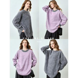 时髦精B备宽松麻花双面穿圆领毛衣 100%羊绒经典 SUK 破茧成蝶