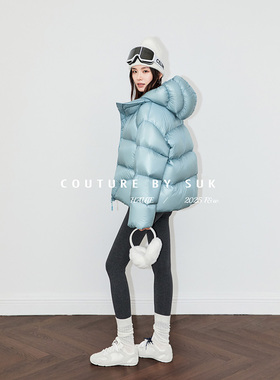SUK 贝加尔湖！亮面泡芙感2025冬季新款90白鹅绒连帽保暖羽绒服女