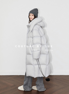 SUK 冬域战神！新国标90白鹅绒连帽长款保暖防风宽松廓版羽绒服女