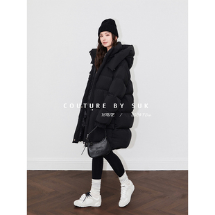 中长款 SUK 新款 2025冬季 连帽宽松90白鹅绒羽绒服女 冬日守护神