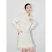 毛呢外套两件套白色套装 SUK 女 2025秋冬新款 国风新中式 中式 摩登