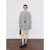 女 SUK 百褶连衣裙宽松开衫 高智老钱 套装 100%羊毛圆领背心针织衫