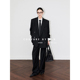 老钱风度 时尚 秋新款 SUK 戗驳领双排扣西装 外套高腰阔腿裤 套装 女