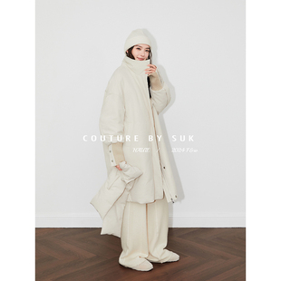 过膝小众羽绒围巾款 SUK 设计感长款 冬季 白鹅羽绒服女 时髦新主张