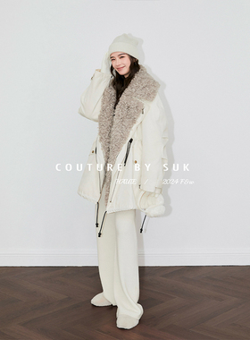 SUK 冰原微光！25秋冬新款可拆卸设计廓形派克服外套收腰羽绒服女
