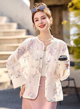 ZQ2517-0重亮片绣花套女工夏季新中上式国风圆领洋气外气质衣