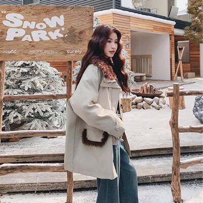 米灰色中长c077-308羊羔毛派克羽绒服女冬季2绒05年新款90款加厚2