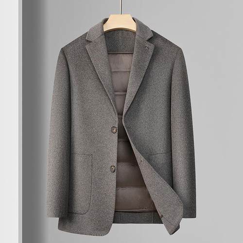 Y6802-J男式闲冬西装休秋双单面呢脱卸羽绒内胆商务保暖西中年羊