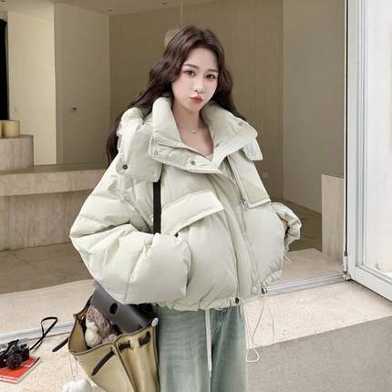 米白色款羽b189-881绒服女冬季2025款加厚保暖白绒新小个子面包鸭