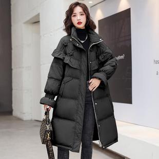 简ZHAN2170约风荷叶边喇叭袖羽绒服女2中长款024新款时尚气洋厚冬