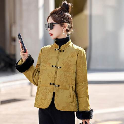 新中式立领羽绒女冬季202YX86529-5新款尚服松国风白鸭绒时外套YX