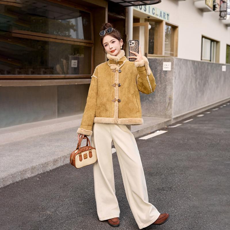 皮毛体厚毛毛外套女小个子202短5冬季新款韩系百搭款WN1063-1上衣