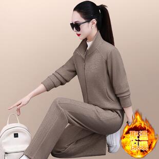 时尚休闲运动套装女84353553冬款2024新款加立厚秋妈领卫衣妈跑步