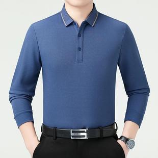 品牌男士 宽松休爸爸5590 长袖 年OLPO衫 T恤翻领春秋款 2闲025时尚