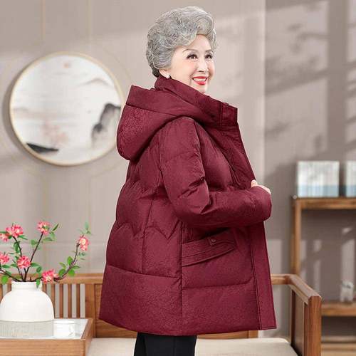 品牌正品中年白鸭绒羽绒女装保气暖洋加厚中年妈妈老装服73-617时