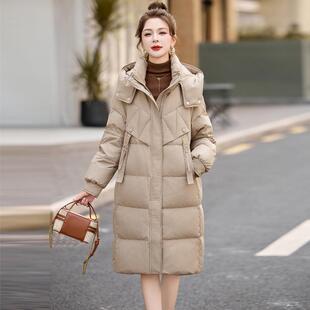 羽绒服女中长款024冬新2款小子韩版宽时尚加厚保XZ24D210个暖白鸭