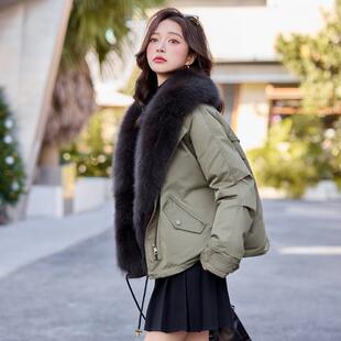 狐狸毛年皮草外克套夹克机0 新款 大毛领派服女短ZYA6897J款 224冬季