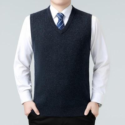 025坎秋男冬中年马25055-KK甲士背心加2厚保暖爸爸装毛肩爷爷针织