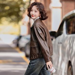 休YG82938机服皮衣外套女20闲25春秋季新款车皮克时夹尚百搭上衣Y