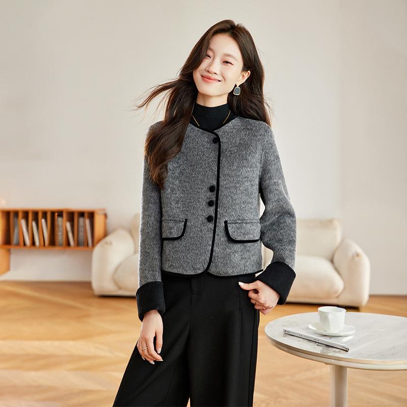 2025年秋冬款时尚百套搭小休闲洋气简约气质香风撞色边外HEHE5138