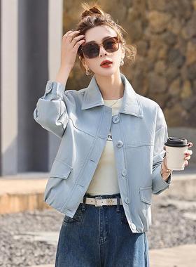 女P式皮衣外套女205春秋季新款气质百车搭机服2U皮夹XG9969-0克 X