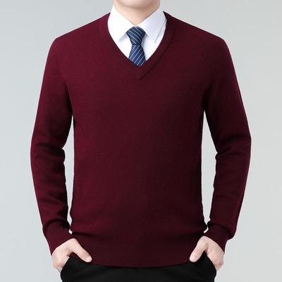 224冬季新款男士全绒毛衫商务休闲羊中男士V字0领1915-KK加厚年保