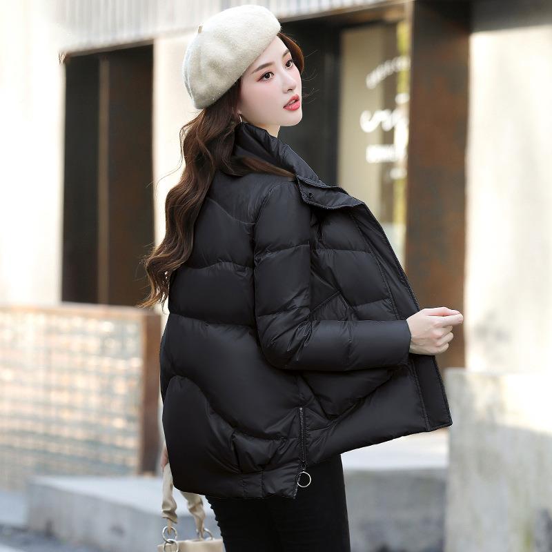 ZHANG 20羽绒服女黑短款小个子2024年冬新款白松鸭绒保暖宽面包服