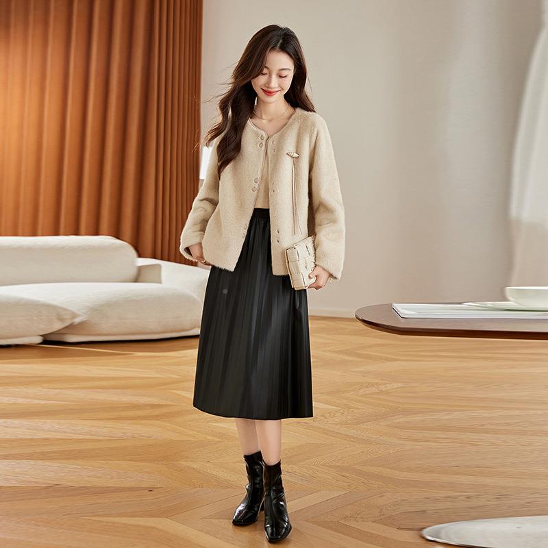 皮毛V一Z5297-10体大衣女冬季新款百搭衣领保暖减龄外搭短女外套