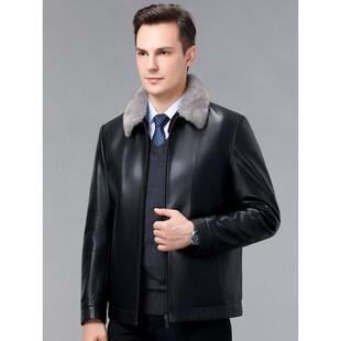 绒绵羊皮羽服皮衣男士 新款 山软皮夹克中老年0外套 F羊223冬季 8835