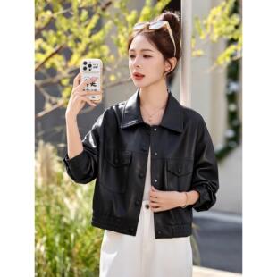 小个气子新质皮女款春YB2622-0季款酷飒风机车衣服皮短外套