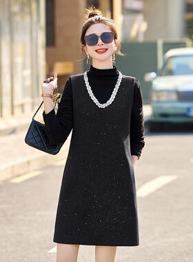 2025春新款女气长袖打底衫质背装心裙两件季时尚连LT9735-0衣裙 L