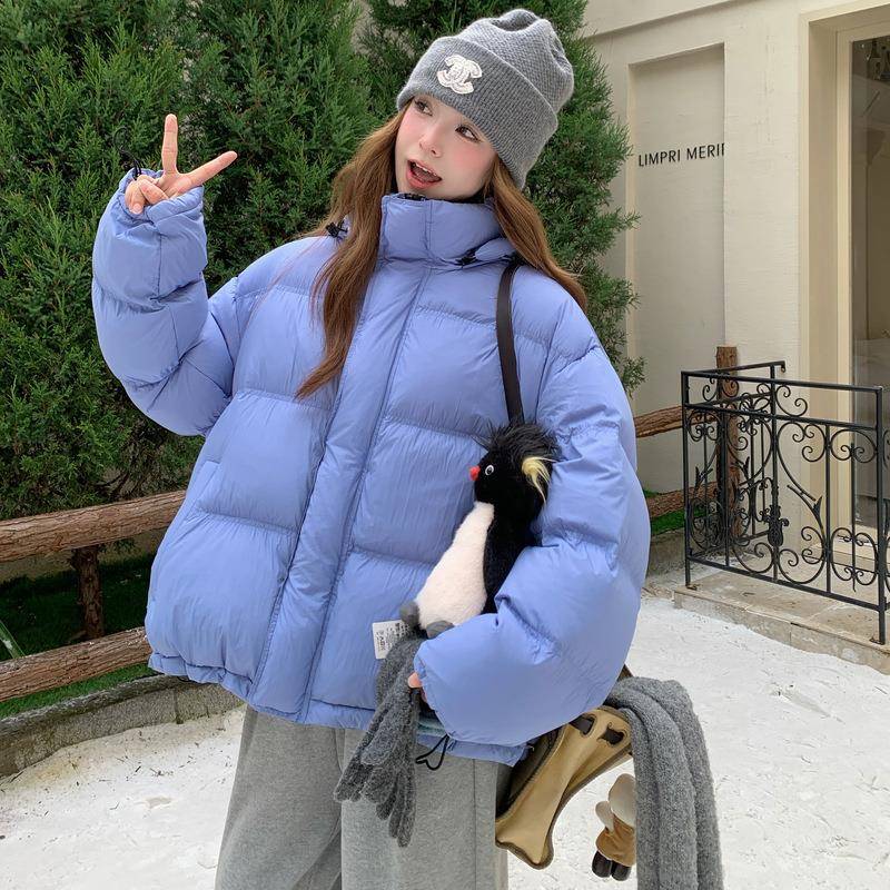 慵懒风服蓝色款女连帽羽绒ZR2B114 冬季2025新韩系流行爆款面包服