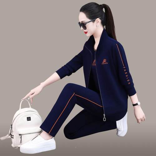 妈妈外套068-901825闲新款中老年春秋洋气运动2服装套女休宽松大