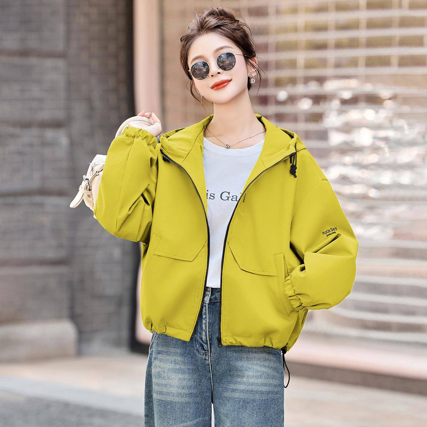 夹连帽外女202ZGE2568Y5春套秋新款小个子百短款韩系宽松休闲搭时