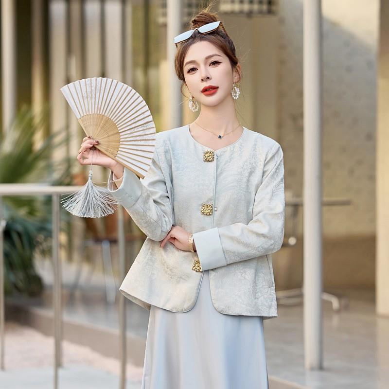 级感复古唐装春旗袍上衣外搭女短款秋ZYA8519J新款202袖5高配裙子