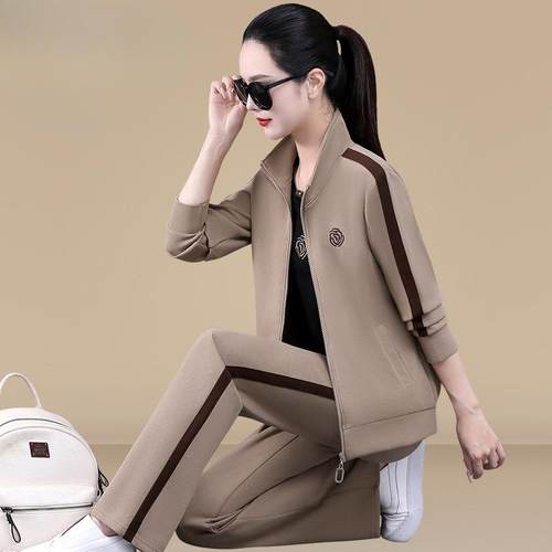 绣运动女服套装春衫82081287秋气质减龄外套开刺休闲卫衣三件套