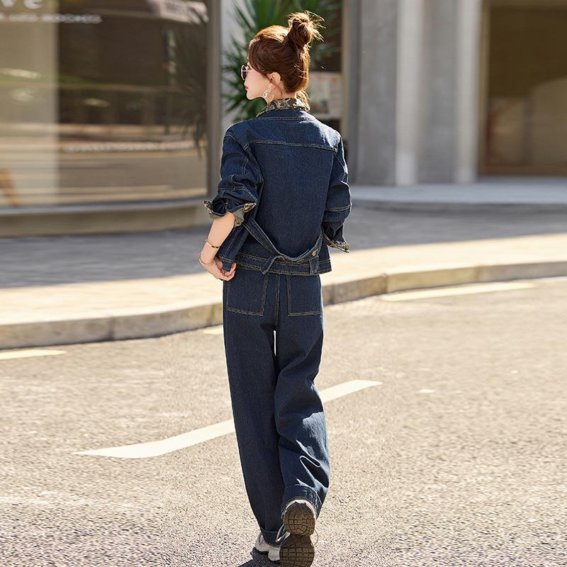 新品025春新款洋气时外套牛仔阔腿裤2两件套套装尚C女C8761-02876