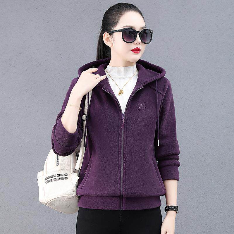 女士0冬卫秋衣外套加绒加厚225新款上爆款时尚洋气3-5081连帽拉链