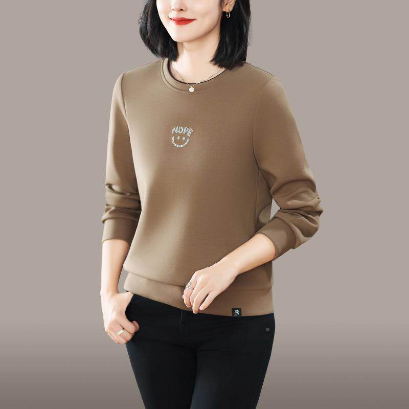 领卫衣圆女春秋25新款薄2款纯色小众设计感韩版宽松显082755042瘦