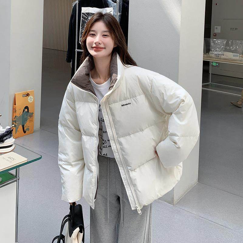 米色短鸭羽绒服款女冬季2024新款韩版白小个子立C309-222领加厚90