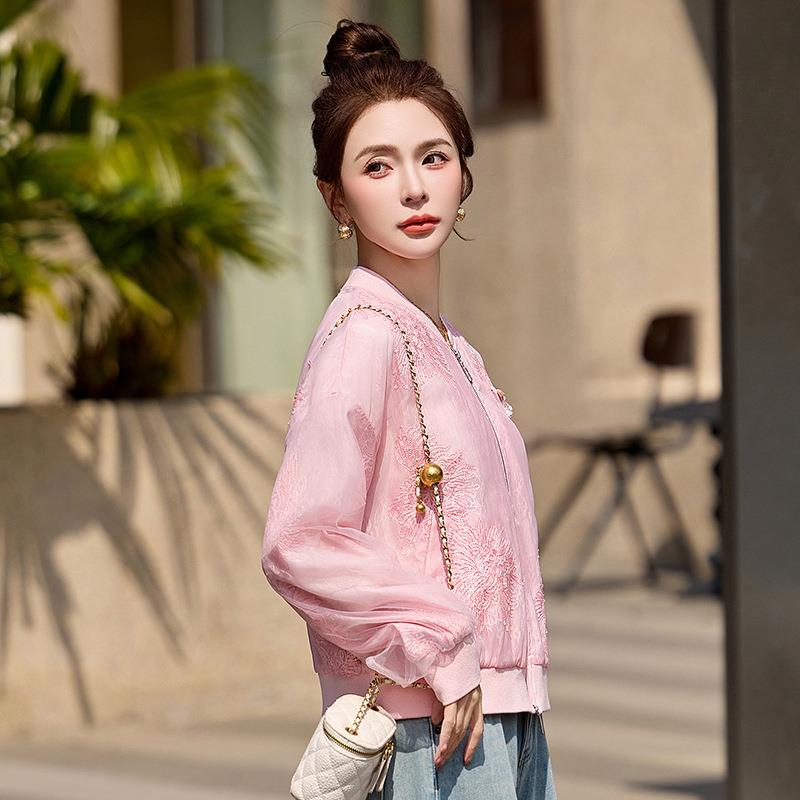 套小香风花刺绣棒球服短外女02ZAI666235春季新2款小提个子高级感