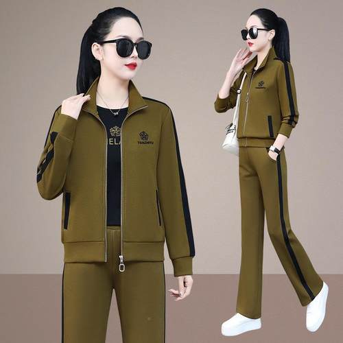 运动套3女春秋202年款时73327838尚洋气外套开衫装大码三件新套运