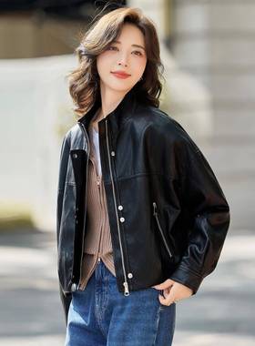 P皮衣外套皮秋装2025新款时8尚百搭洋气感机车UYG82983-服夹克上