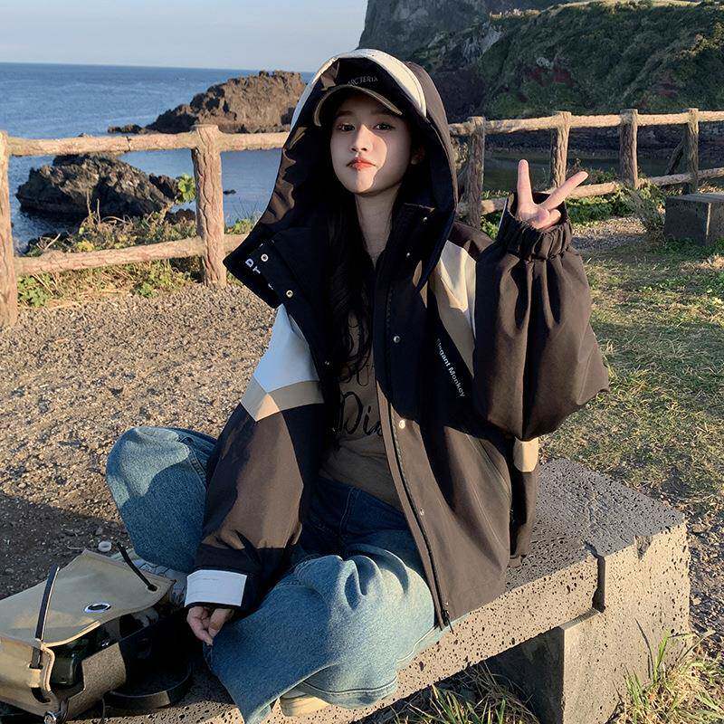 高感c098-896冲锋衣式绒服女冬2024新款工级装白鸭绒外风套爆款派