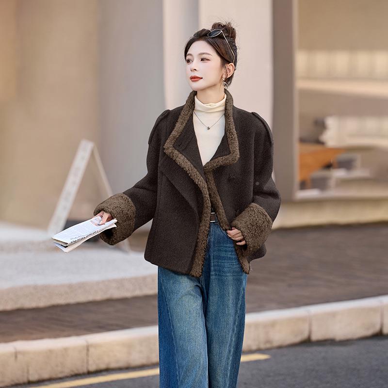 羊毛双面短款毛呢外套女款202系5新款秋冬个子小ZYI5143J韩气质呢