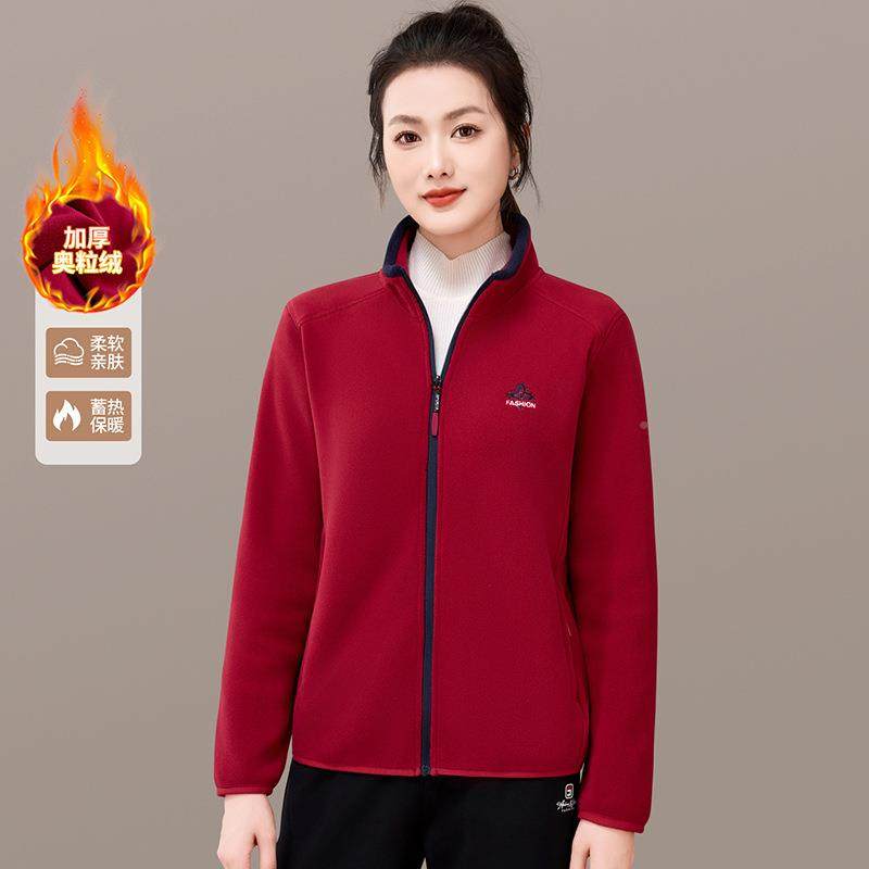 加短外季套女20衣25新款秋冬加厚抓绒妈98486702妈装卫摇绒粒绒百