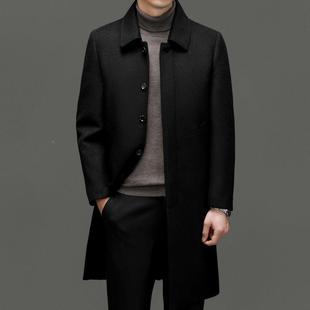 J长风衣父亲爷爷呢 加绒加厚毛2328 秋冬款 羊羊绒男大衣中老年男士