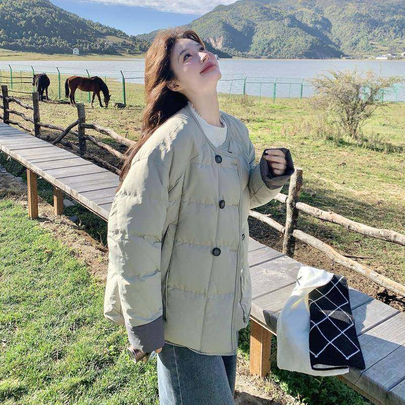浅绿新色超好宽看短款羽绒服女225冬季款韩系0休闲松90白D013-262