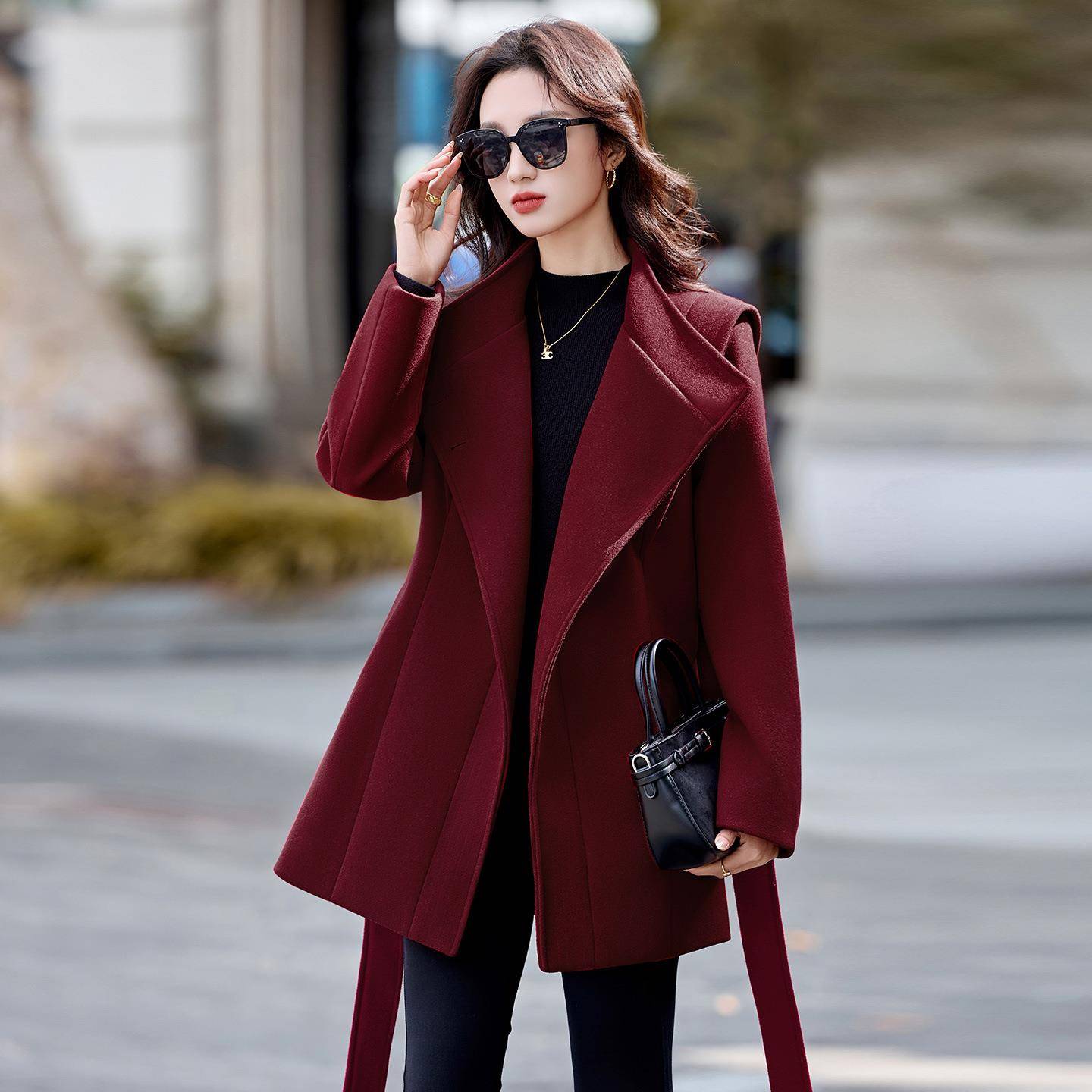 女式毛子呢外套2025冬季新气洋收腰显瘦香风外JX2571-1套呢小厚大